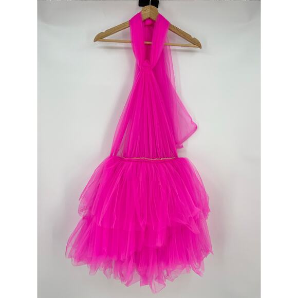 Bronx & Banco | Anna Halterneck Mini Dress in Hot Pink Tulle S - Picture 3 of 15
